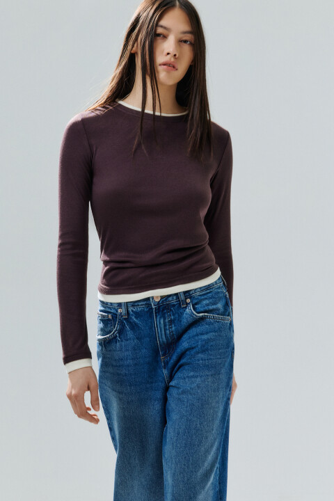 Лонгслив с имитацией второго слоя